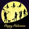 Halloween background with witches silhouettes.