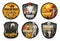 Halloween badges of mummy, ghost, pumpkin, bats