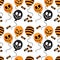 Halloween balloon and candy seamless pattern.