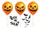 Halloween Balloons. Balloon like pumpkins Jack-o-lantern, bats and text Trick or Treat. Scary air balloons. Holidays, decoration