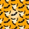 Halloween banner background. Seamless pattern with bats