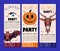 Halloween banner template. Place for your text. Vector illustration with Goat, Pumpkin, Bat. Great design for Halloween