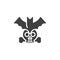 Halloween bat and human skull vector icon