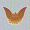 Halloween Bat smiley head got scared with closed eyes. Vector illustration of bat-eared brown snout shows fear emotion