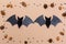 Halloween bats on brown paper