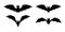 Halloween black bat icons set. Flying vampire silhouette.