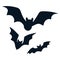 Halloween black bats flying silhouettes isolated on white. Simple bat icon vector cartoon illustration. Fall, Halloween. wildlife