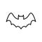 Halloween Black Cute Bat Line Icon. Spooky Fly Vampire with Wings at Night Outline Pictogram. Scary Evil Bat Dark Linear