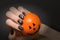 Halloween black Nail art design.