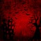 Halloween bloody red background with bats, terrible dead tree, spiders, webs and castle
