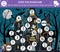 Halloween board game for children with haunted house and cute children. Educational boardgame with bat, skeleton, ghost. Help the