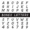 Halloween bones alphabet font letters and numbers isolated