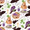 HALLOWEEN BROOM Pumpkin Flat Design Seamless Pattern Vector