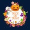 Halloween candies, pumpkins, jellies and lollipops