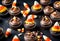 Halloween candy corn chocolate cupcakes