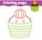 Halloween candy cupcake coloring page. printable activity, Children educational game for halloween