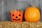 Halloween candy in pumpkin bucket