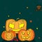 Halloween card, three creepy pumpkin