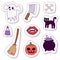 Halloween carnival symbols patchwork vector illustration with pumpkin and ghost spooky october autumn fear creepy