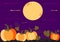 Halloween cartoon background with colorful pumpkin illustration