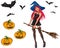 Halloween cartoon collection with witch, bat and p