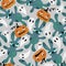 Halloween cartoon evil rabbit seamless toys doodle pattern for wrapping paper and fabrics and linens