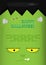 Halloween cartoon face of Frankenstein`s background with copy space.Head Zombie wallpaper with blank fame for your text