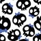 Halloween cartoon skulls seamless pattern for wrapping paper and fabrics and clothes print and autumn accessories