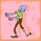 Halloween cartoon zombi , vector icon.