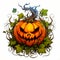 Halloween carved evil pumpkin clipart