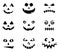 Halloween carved faces silhouettes collection. Jack o lantern scary emotions cartoon vector set isolated on white. Set of ghost or