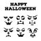 Halloween carved faces silhouettes. Template for cut out jack o lantern. Funny werewolfs stencil set. Monster icons