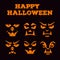 Halloween carved faces silhouettes. Template for cut out jack o lantern. Funny werewolfs stencil set. Monster icons