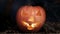 Halloween carved pumpkin, eyes don`t glow yellow