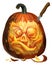 Halloween carved pumpkin with funny face.
