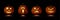 Halloween carved spooky pumpkin set. Isolated smiling, cute, funny, happy, scary, creepy faces. October holiday