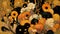 Halloween cascade of variety of Halloween, orange and black, with gold digital painting