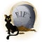 Halloween Cat on Tombstone