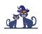 Halloween cats cartoons with hat vector design