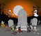 Halloween cemetery with monster characters