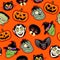 Halloween Characters Seamless Pattern