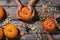 Halloween child hands pumpkin, spiders, horror stories and more