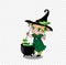 Halloween clip art character of anime blonde baby witch girl in green dress with cauldron
