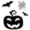 Halloween clipart elements with bats, pumpkin and spider net.