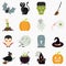 Halloween color flat icons set