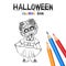 Halloween Coloring Book. Cute Baby Cartoon Character.