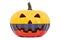 Halloween in Columbia concept. Evil carved pumpkin with Columbian flag, 3D rendering