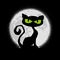 Halloween Comic Icons - Black Cat Aginst the Moon