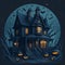 Halloween concept Haunted house in the spooky forest generative AI