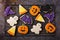 Halloween cookies on a cooling rack